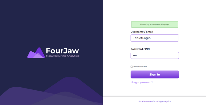 Log in screen